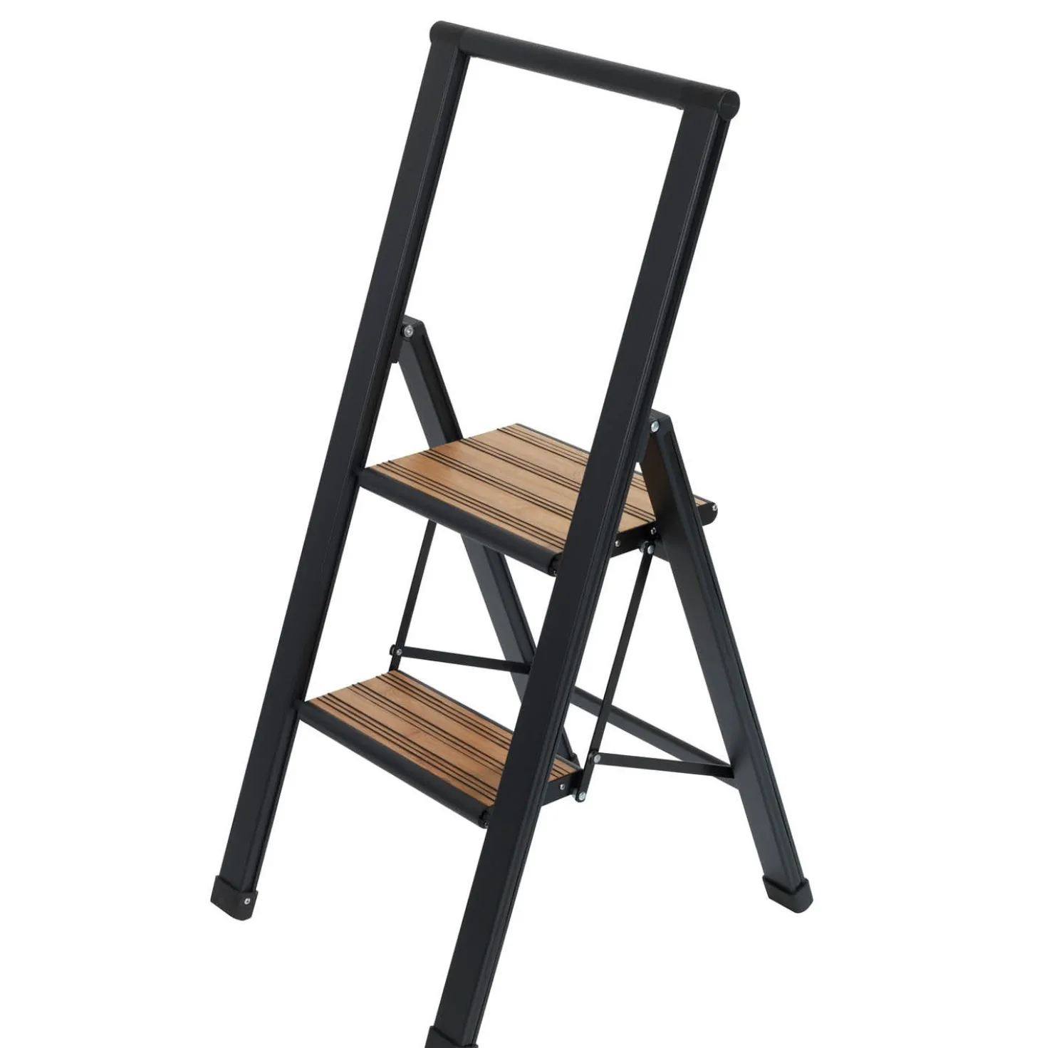 Alu-Design Klapptrittleiter 2-stufig Schwarz WENKO