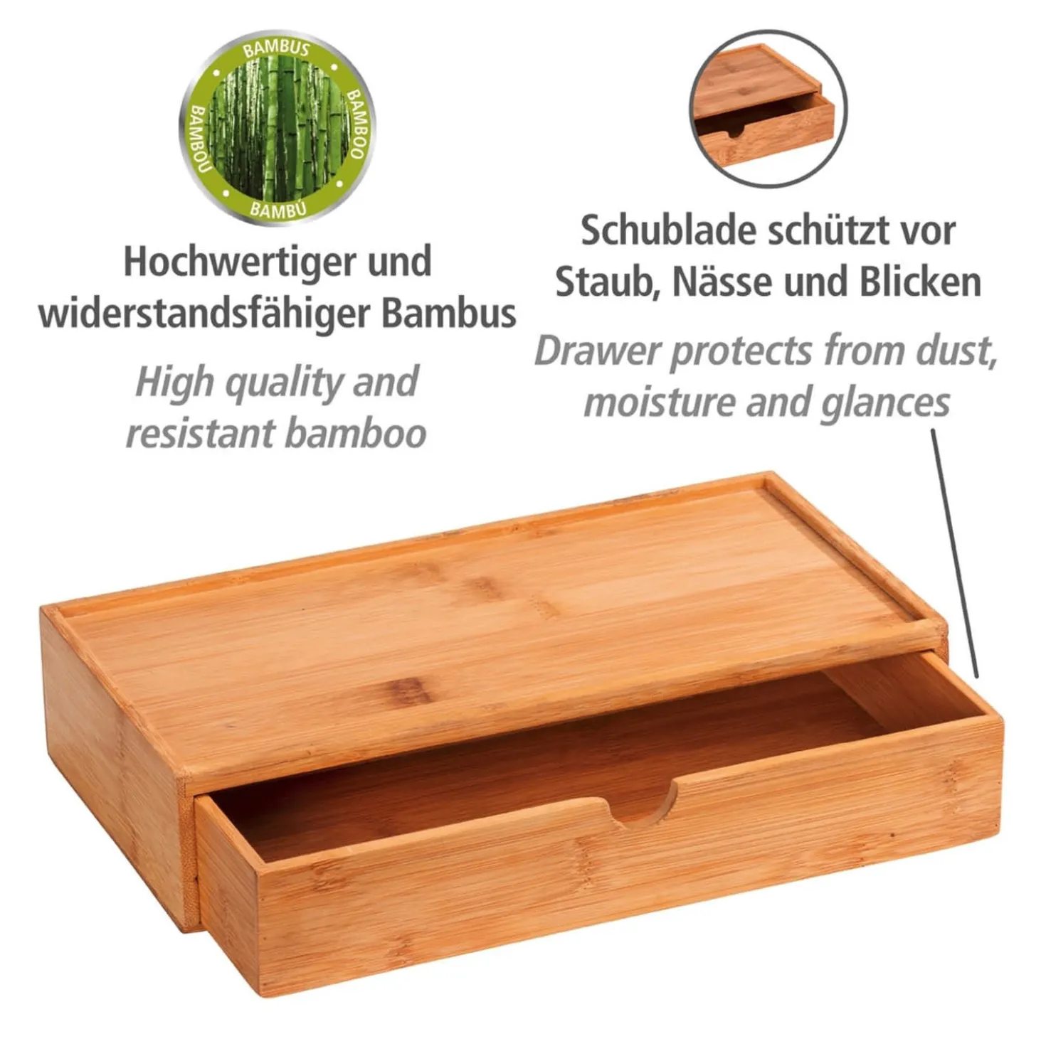 Aufbewahrungsbox „Terra“ mit Schublade, Bambus WENKO