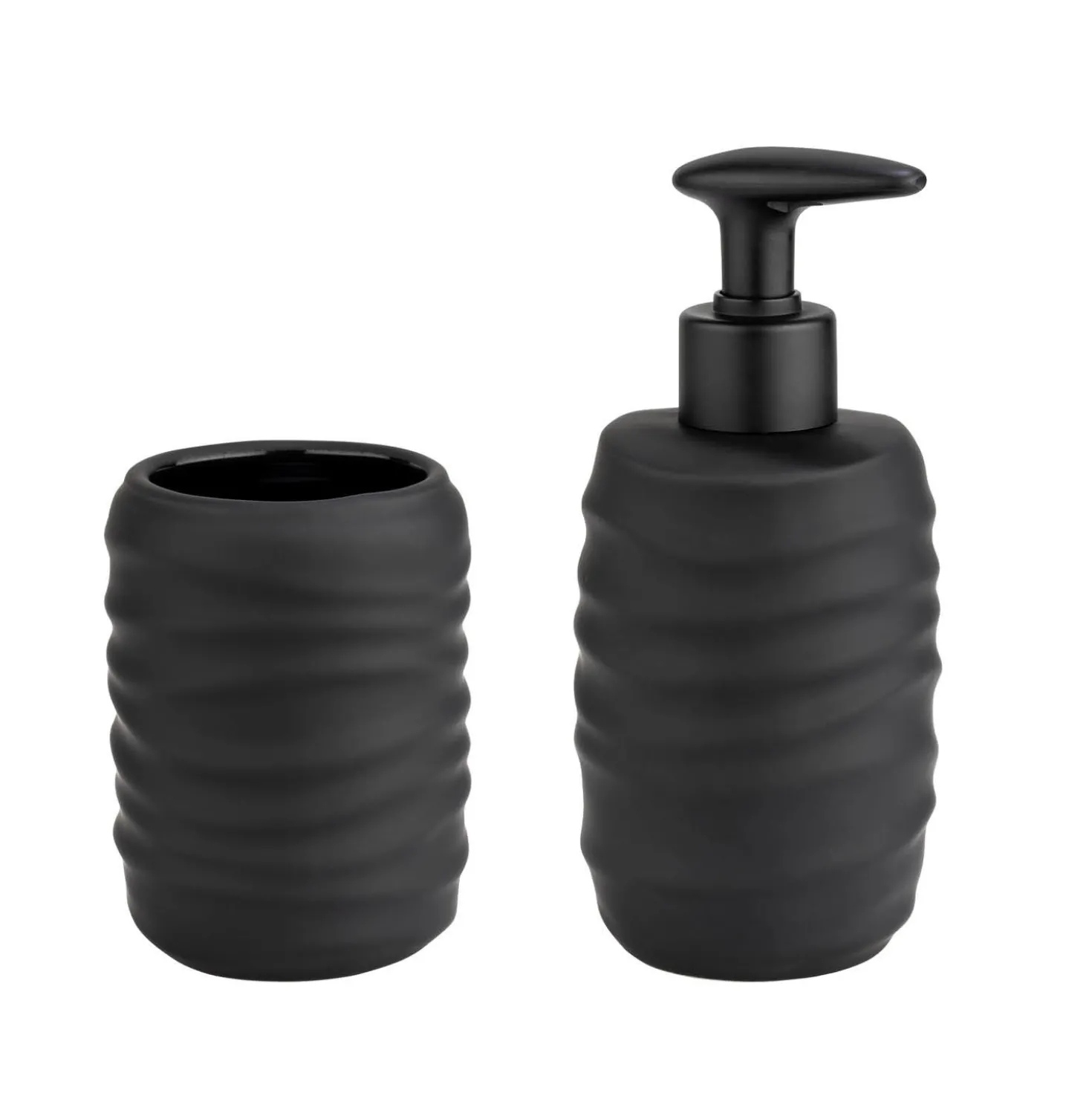 Bad-Accessoire Set „Illana“, 2-tlg., schwarz, Soft-Touch Keramik WENKO