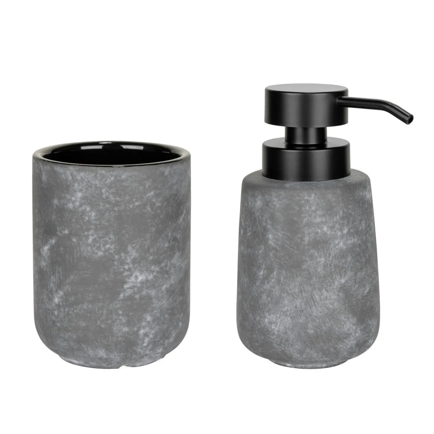Bad-Accessoire Set „Sacile“, 2-tlg., grau/schwarz WENKO