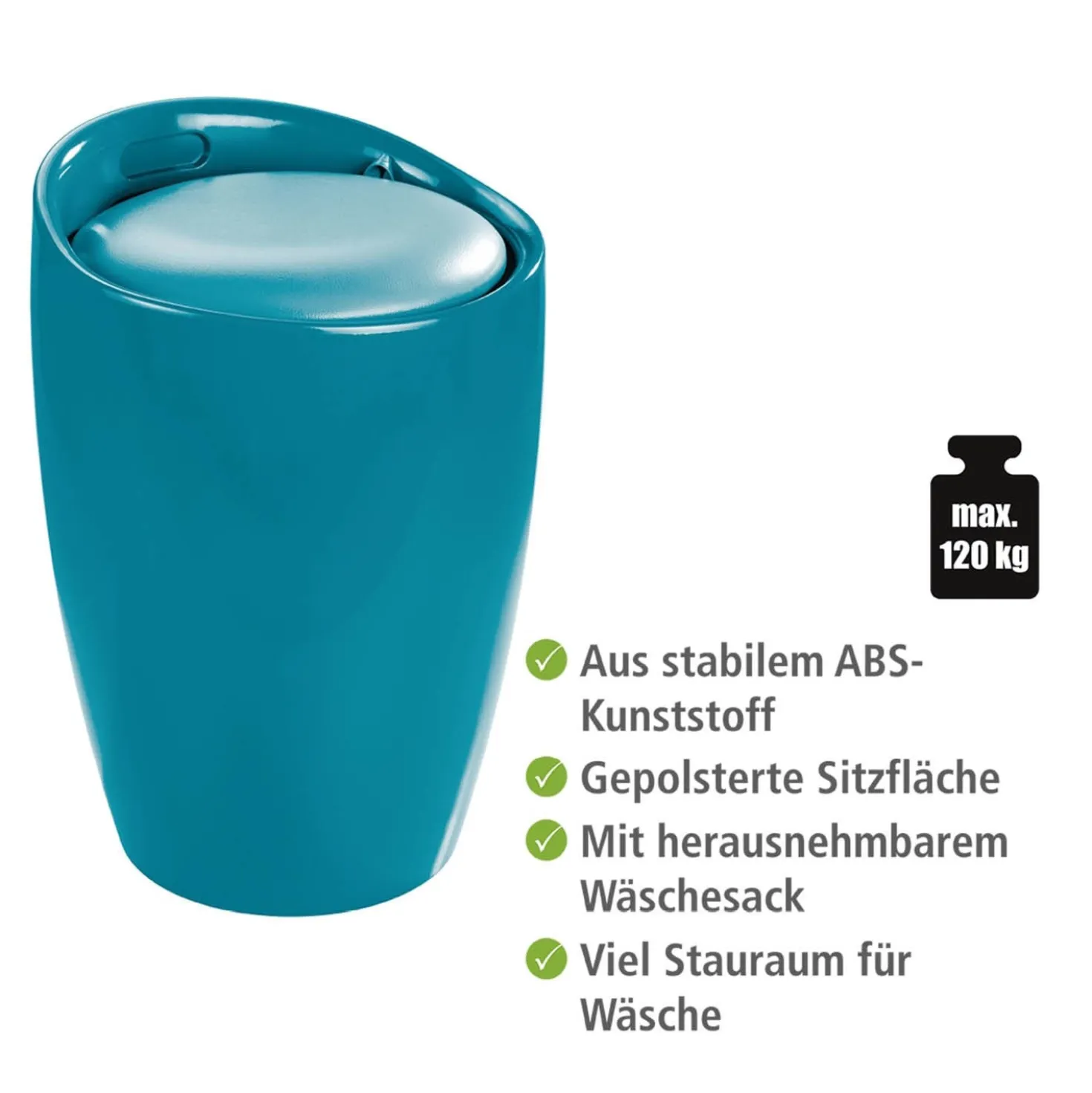 Badhocker & Wäschesammler Candy petrol WENKO