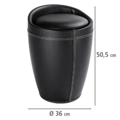 Badhocker & Wäschesammler Candy Lederoptik schwarz WENKO