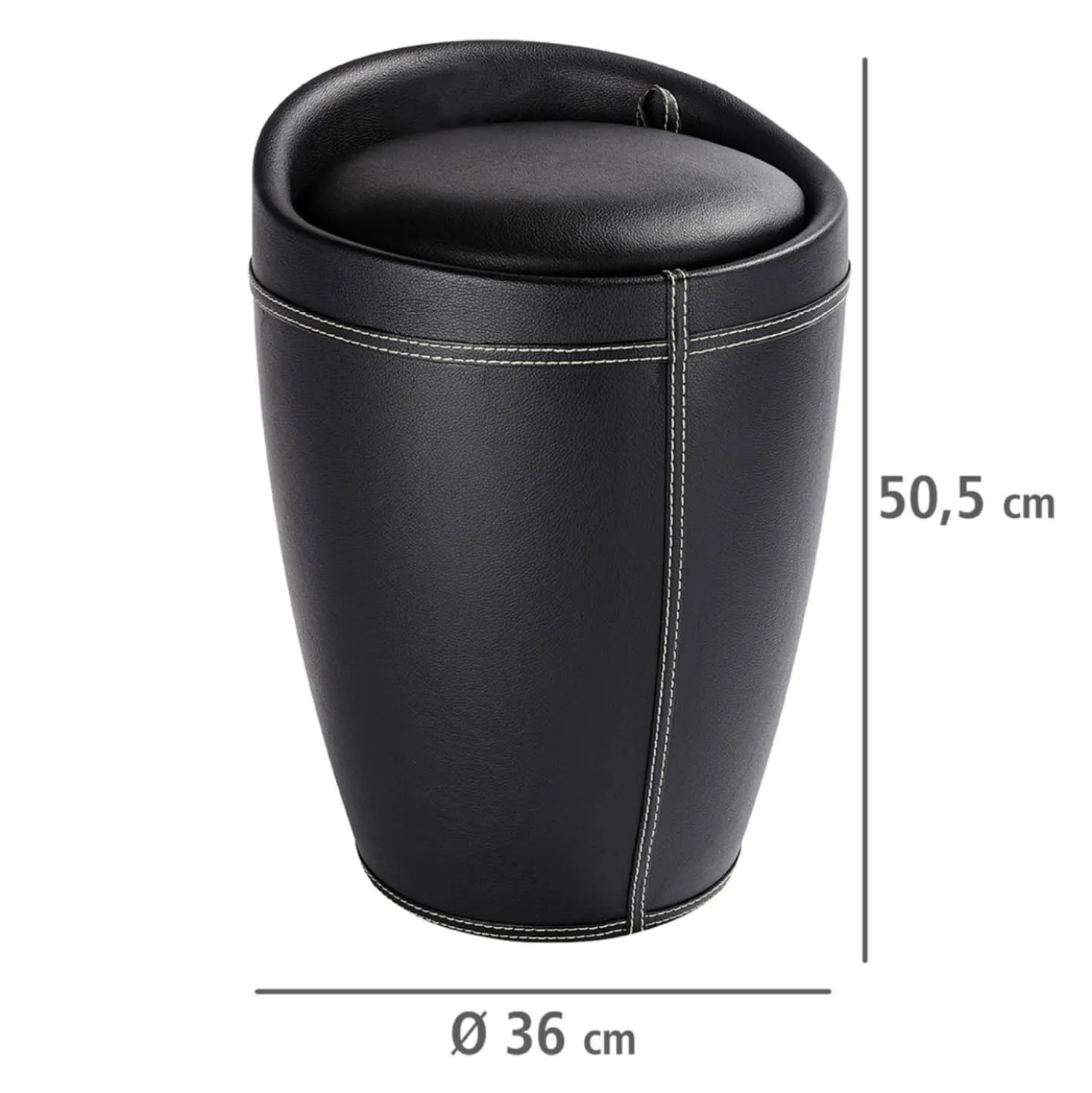 Badhocker & Wäschesammler Candy Lederoptik schwarz WENKO
