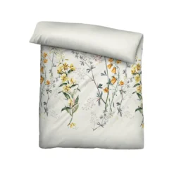 biberna Baumwoll-Satin Bettwäsche Blumen perlmutt, 1x 155x220 cm + 1x 80x80 cm