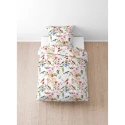 biberna Baumwoll-Satin Bettwäsche Birdie weiß, 1x 155x220 cm + 1x 80x80 cm