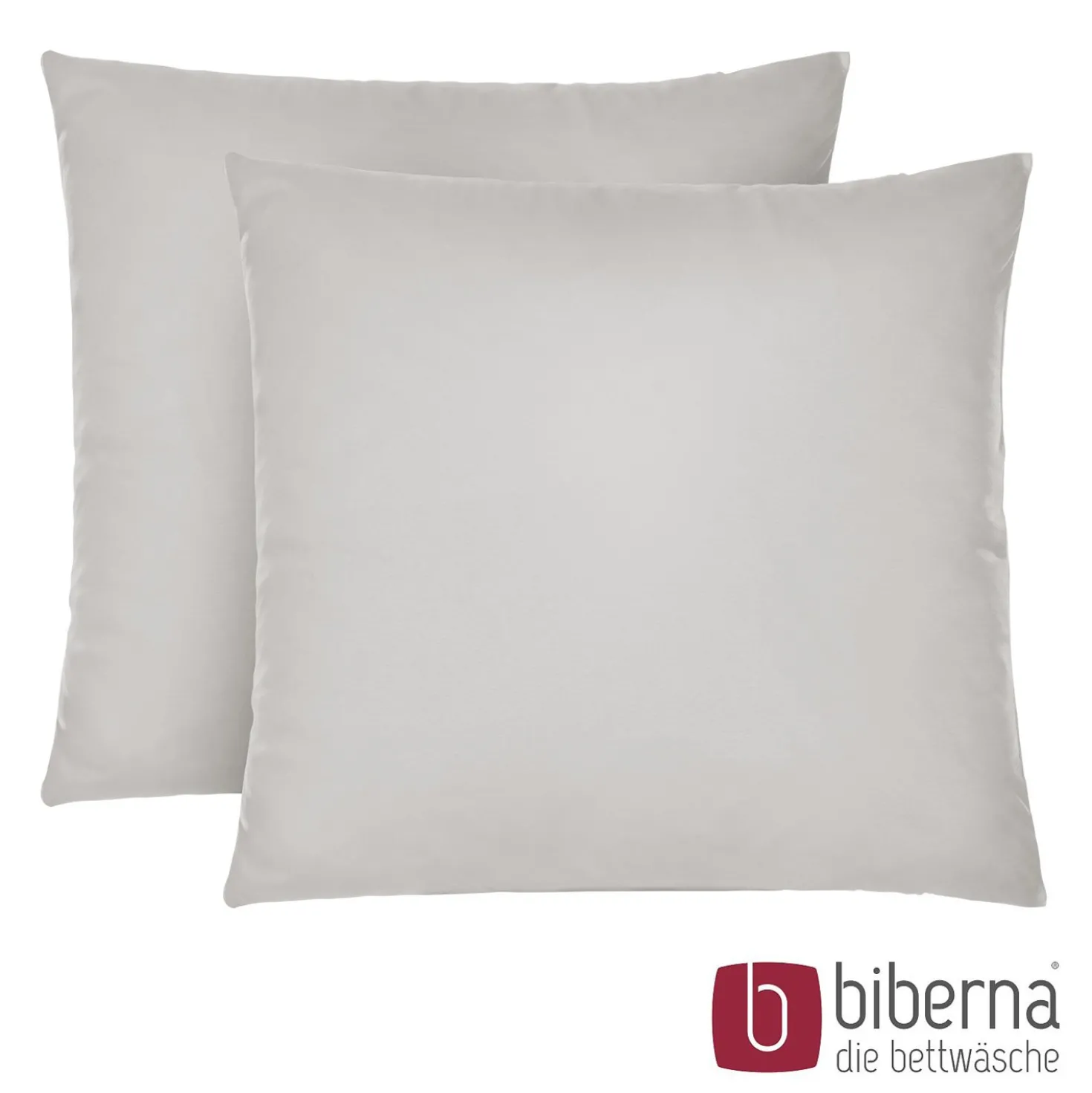 biberna Feinjersey-Kopfkissenbezug Doppelpack sturmgrau, 2x 80x80 cm
