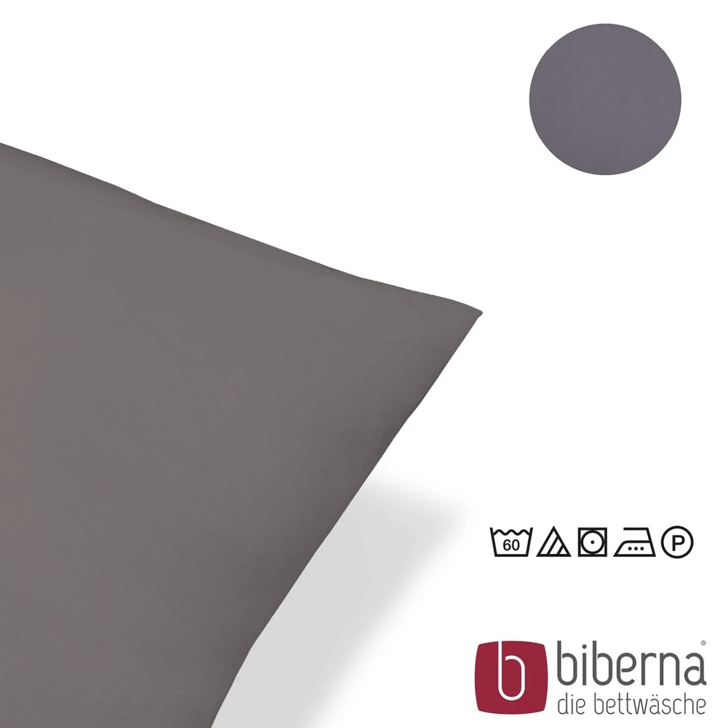 biberna Feinjersey-Kopfkissenbezug Doppelpack silber/grau, 2x 80x80 cm