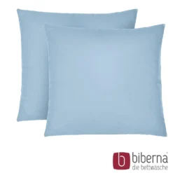 biberna Feinjersey-Kopfkissenbezug Doppelpack eisblau, 2x 80x80 cm