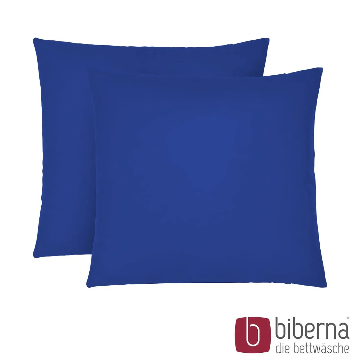 biberna Feinjersey-Kopfkissenbezug Doppelpack saphir, 2x 80x80 cm