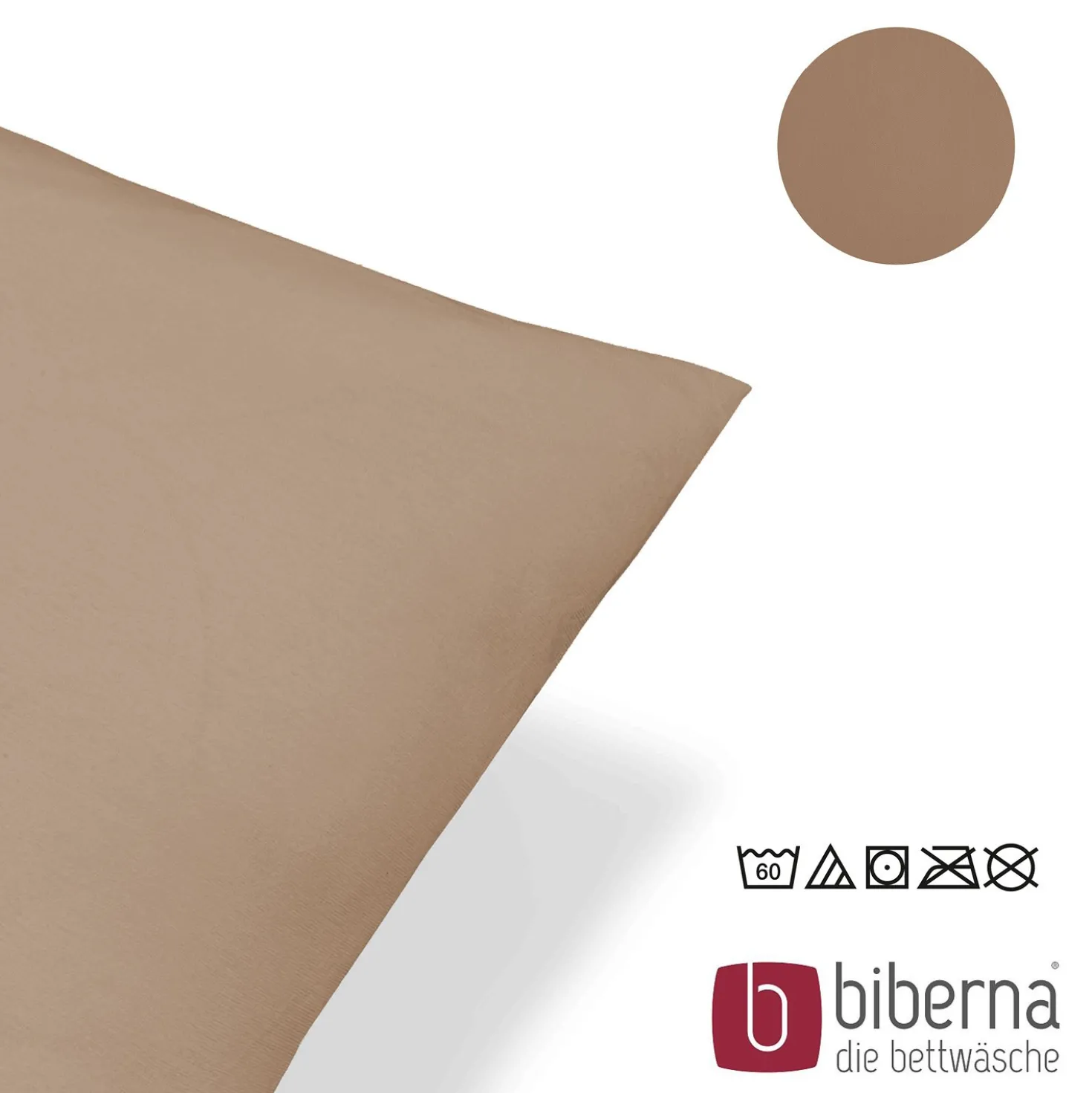 biberna Feinjersey-Kopfkissenbezug Doppelpack macchiato, 2x 80x80 cm