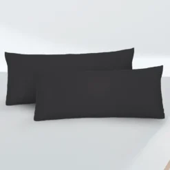 biberna Feinjersey-Kopfkissenbezug Doppelpack schwarz, 2x 40x80 cm