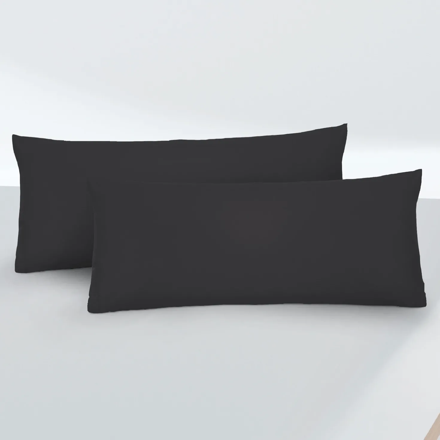biberna Feinjersey-Kopfkissenbezug Doppelpack schwarz, 2x 40x80 cm