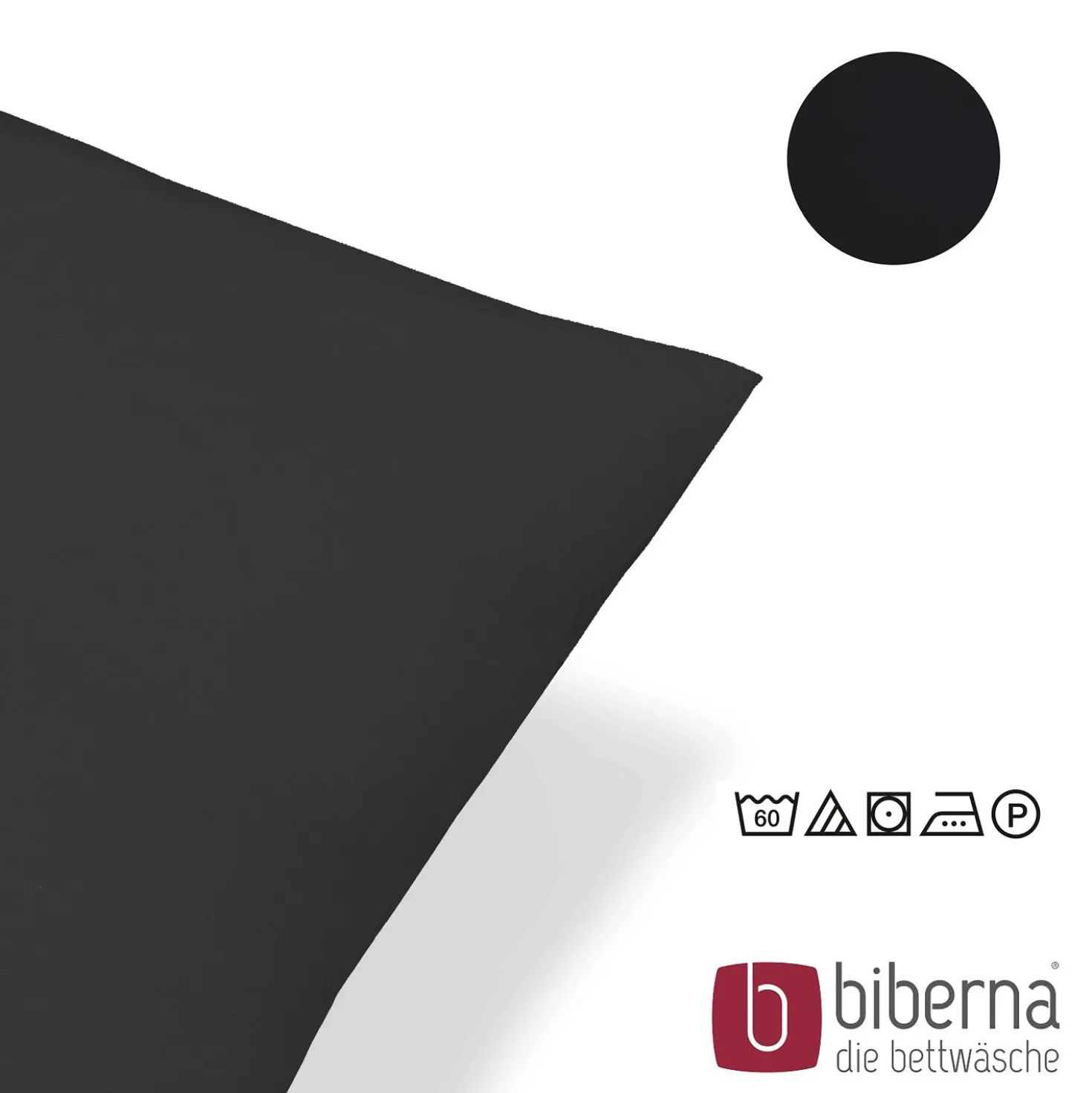 biberna Feinjersey-Kopfkissenbezug Doppelpack schwarz, 2x 40x80 cm
