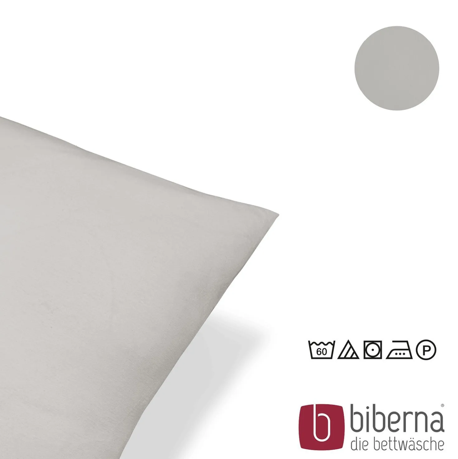 biberna Feinjersey-Kopfkissenbezug Doppelpack sturmgrau, 2x 40x40 cm