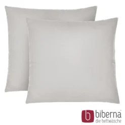 biberna Feinjersey-Kopfkissenbezug Doppelpack sturmgrau, 2x 40x40 cm