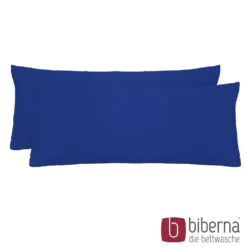 biberna Feinjersey-Kopfkissenbezug Doppelpack saphir, 2x 40x80 cm