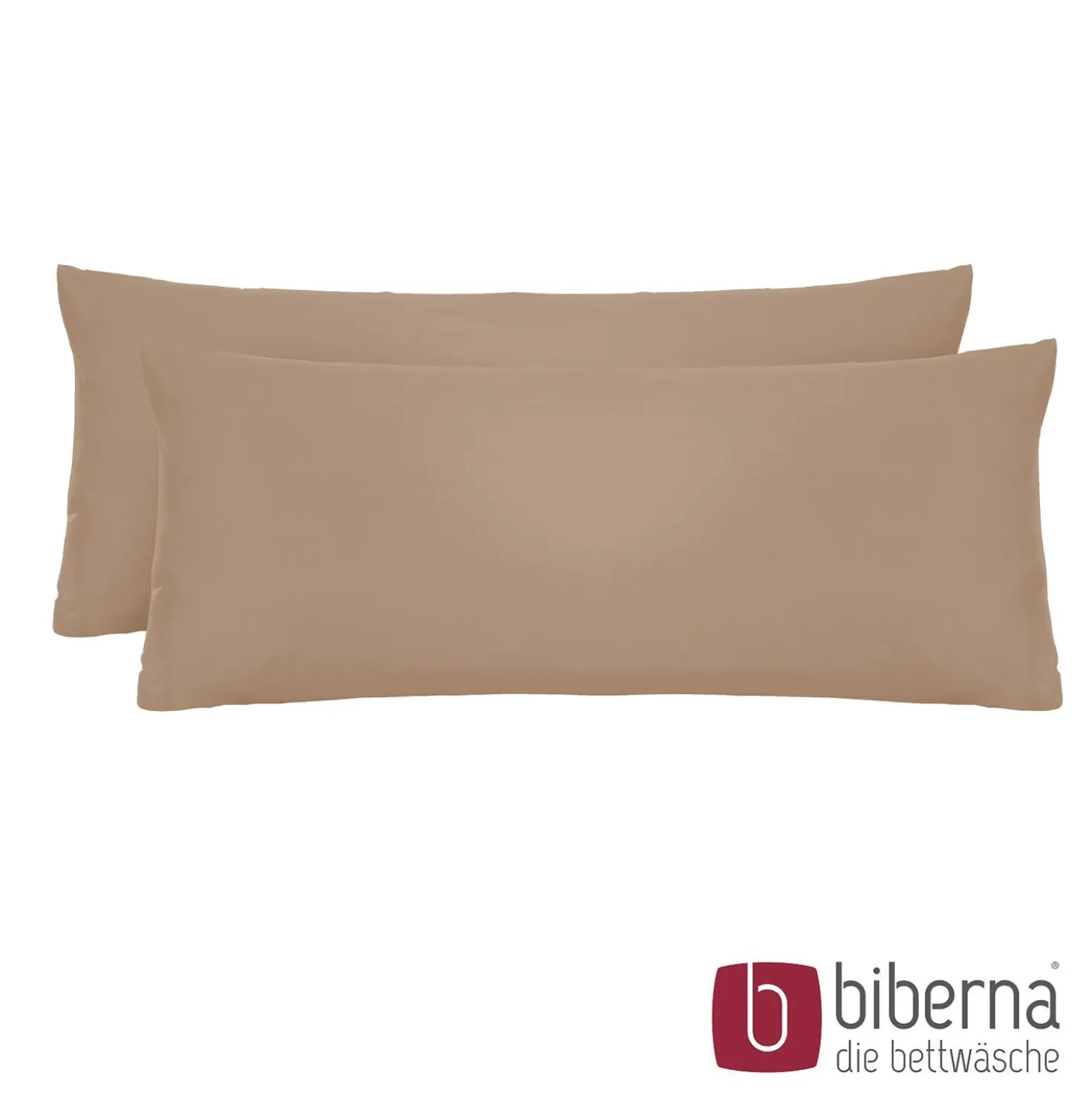 biberna Feinjersey-Kopfkissenbezug Doppelpack macchiato, 2x 40x80 cm