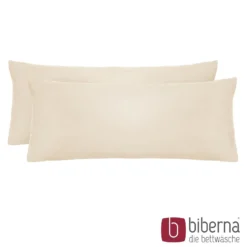 biberna Feinjersey-Kopfkissenbezug Doppelpack kitt, 2x 40x80 cm