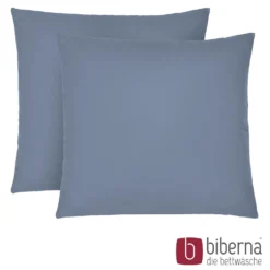 biberna Feinjersey-Kopfkissenbezug Doppelpack blau, 2x 40x40 cm