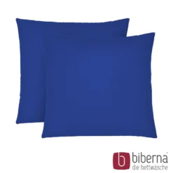 biberna Feinjersey-Kopfkissenbezug Doppelpack saphir, 2x 40x40 cm