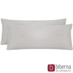 biberna Feinjersey-Kopfkissenbezug Doppelpack sturmgrau, 2x 40x60 cm