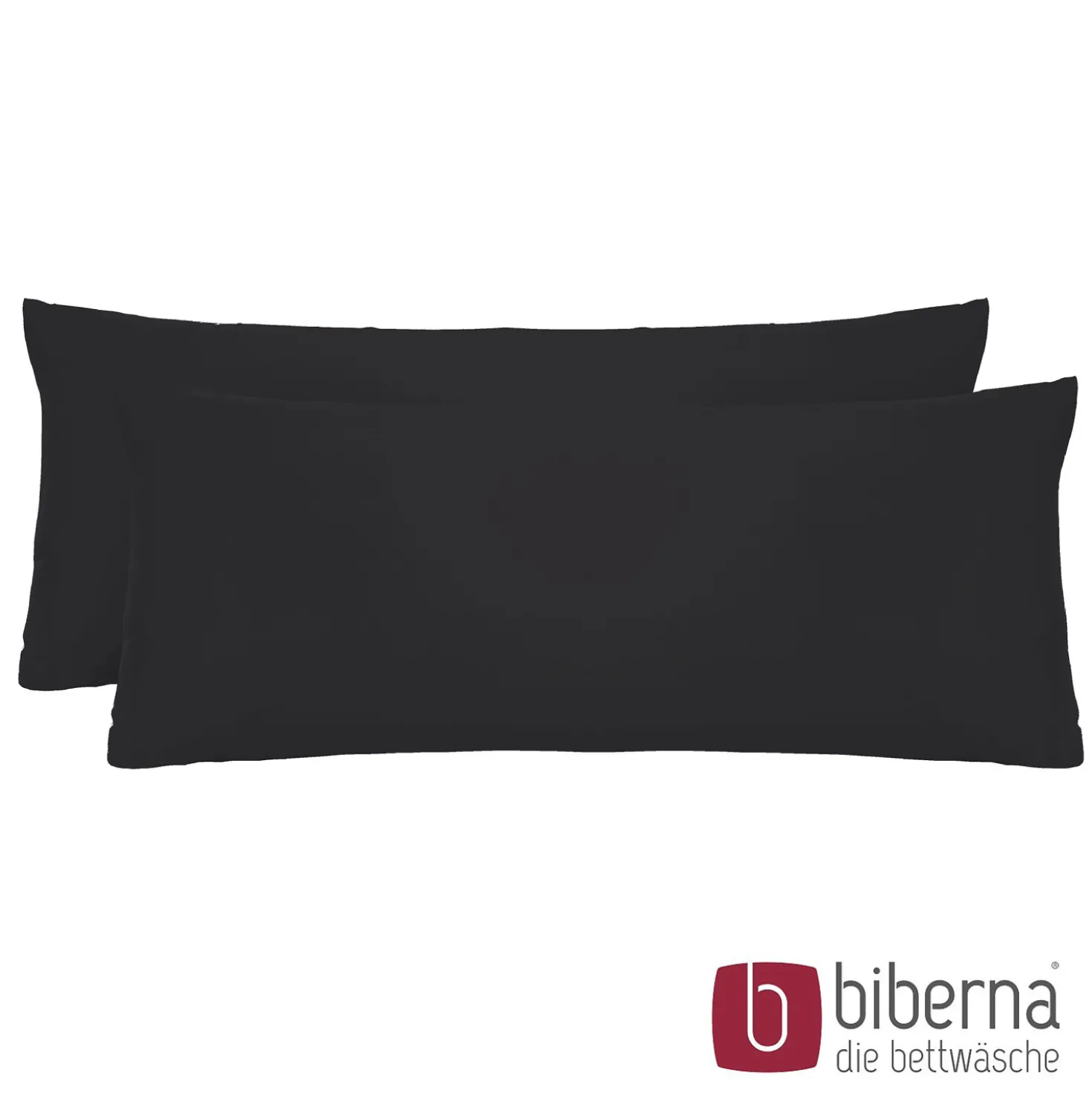 biberna Feinjersey-Kopfkissenbezug Doppelpack schwarz, 2x 40x60 cm