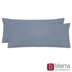 biberna Feinjersey-Kopfkissenbezug Doppelpack blau, 2x 40x60 cm