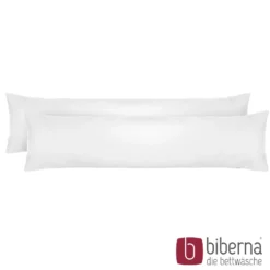 biberna Feinjersey-Seitenschläferkissenbezug Doppelpack weiss, 2x 40x145 cm
