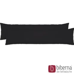 biberna Feinjersey-Seitenschläferkissenbezug Doppelpack schwarz, 2x 40x145 cm