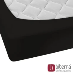 biberna Feinjersey-Spannbetttuch schwarz, 1x 140x200 cm - 160x200 cm