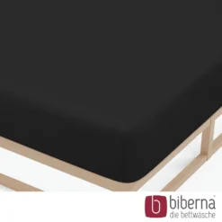 biberna Feinjersey-Spannbetttuch schwarz, 1x 140x200 cm - 160x200 cm