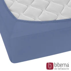 biberna Feinjersey-Spannbetttuch blau, 1x 140x200 cm - 160x200 cm