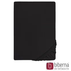 biberna Feinjersey-Spannbetttuch schwarz, 1x 180x200 cm - 200x200 cm