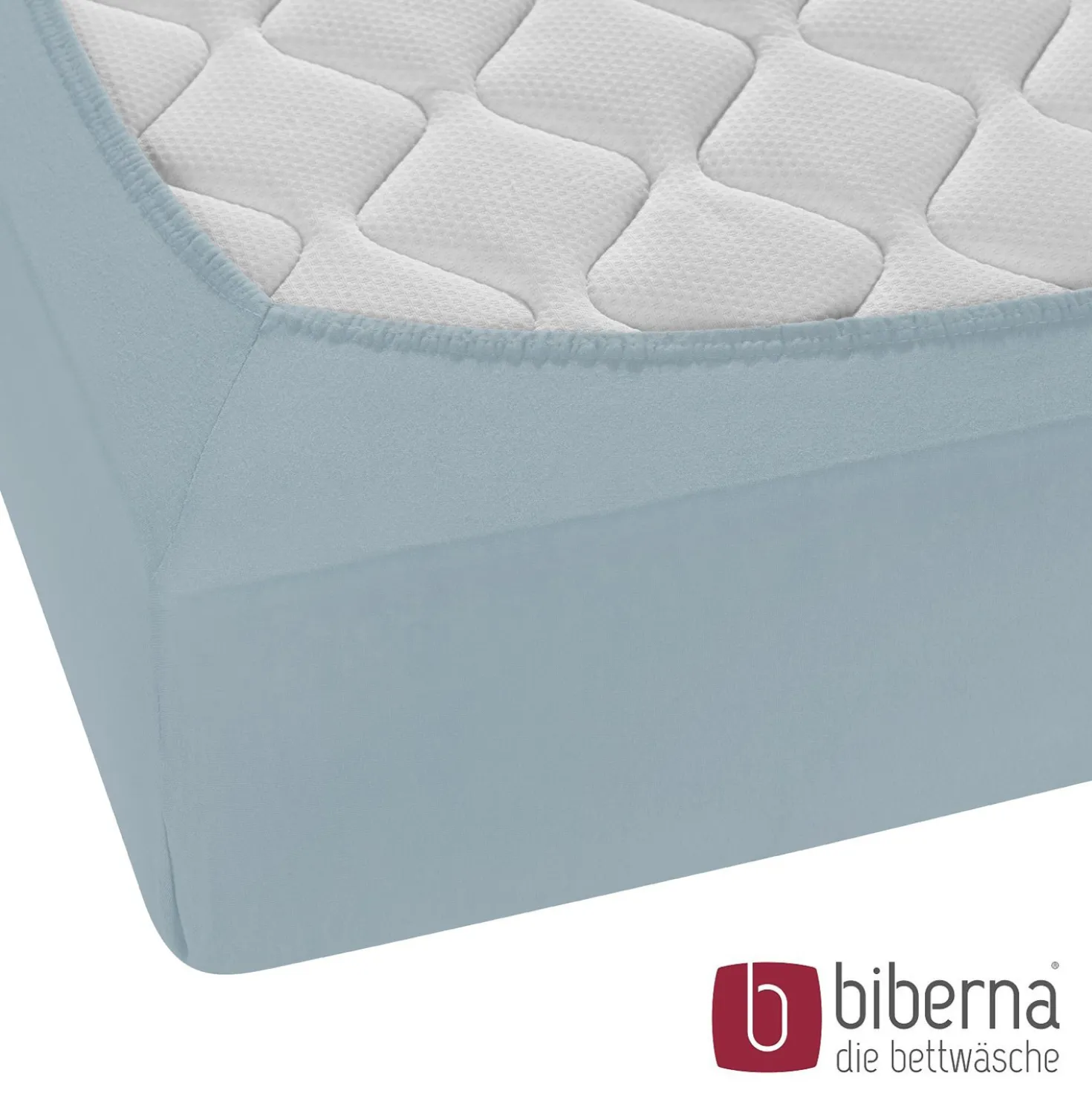 biberna Feinjersey-Spannbetttuch taubenblau, 1x 180x200 cm - 200x200 cm