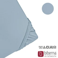 biberna Feinjersey-Spannbetttuch taubenblau, 1x 180x200 cm - 200x200 cm