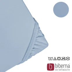 biberna Feinjersey-Spannbetttuch eisblau, 1x 180x200 cm - 200x200 cm