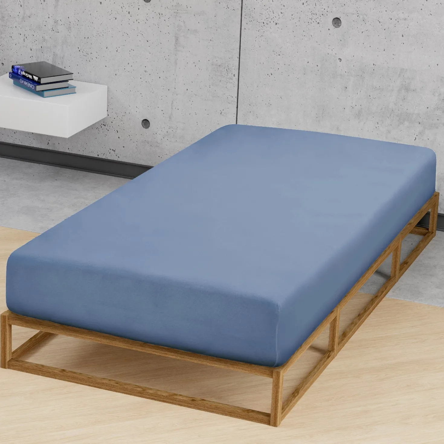 biberna Feinjersey-Spannbetttuch blau, 1x 180x200 cm - 200x200 cm