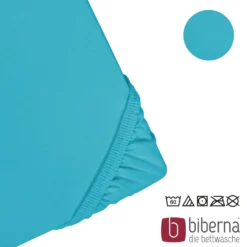 biberna Feinjersey-Spannbetttuch türkis, 1x 180x200 cm - 200x200 cm