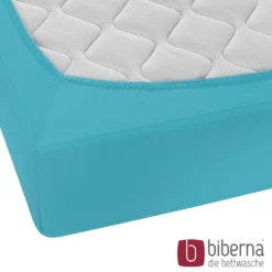 biberna Feinjersey-Spannbetttuch türkis, 1x 180x200 cm - 200x200 cm