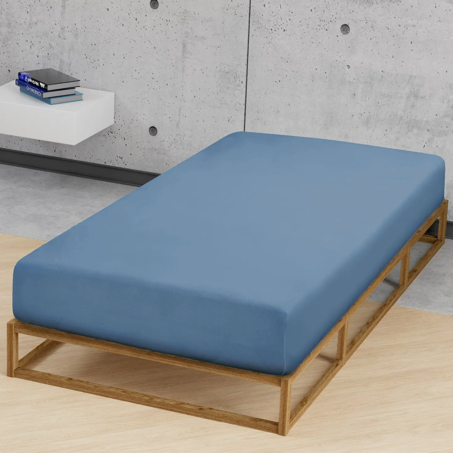 biberna Feinjersey-Spannbetttuch azurblau, 1x 180x200 cm - 200x200 cm