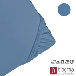 biberna Feinjersey-Spannbetttuch azurblau, 1x 180x200 cm - 200x200 cm
