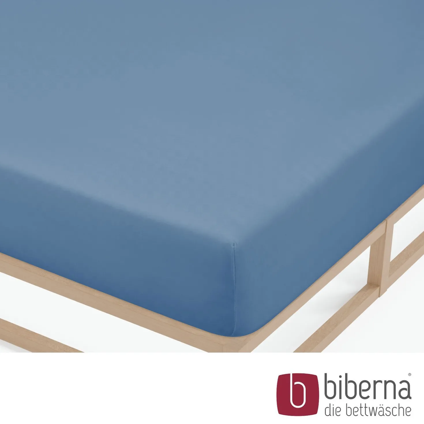 biberna Feinjersey-Spannbetttuch azurblau, 1x 180x200 cm - 200x200 cm