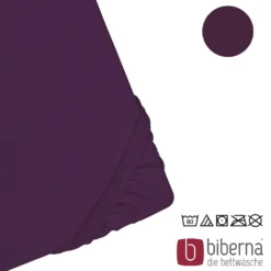 biberna Feinjersey-Spannbetttuch dunkel violett, 1x 180x200 cm - 200x200 cm