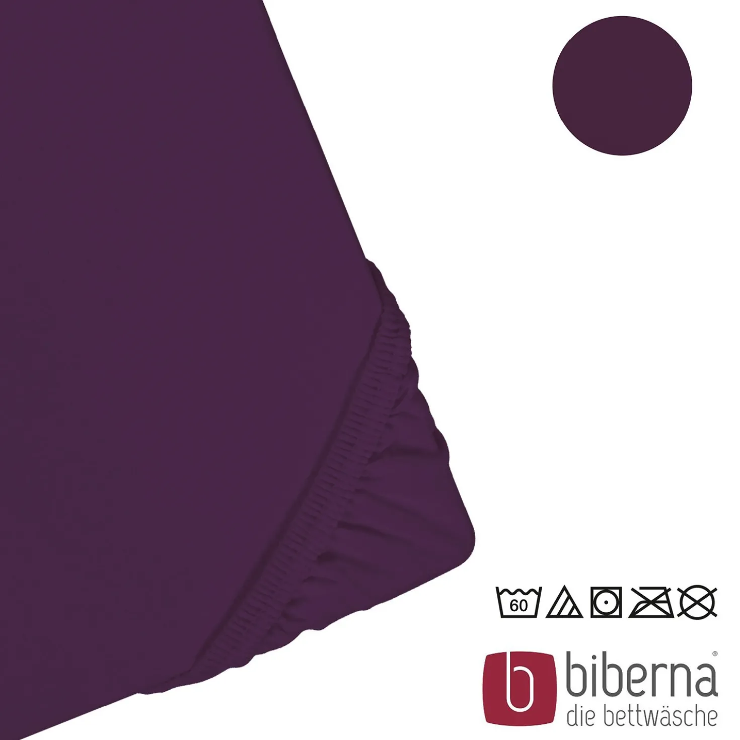 biberna Feinjersey-Spannbetttuch dunkel violett, 1x 180x200 cm - 200x200 cm