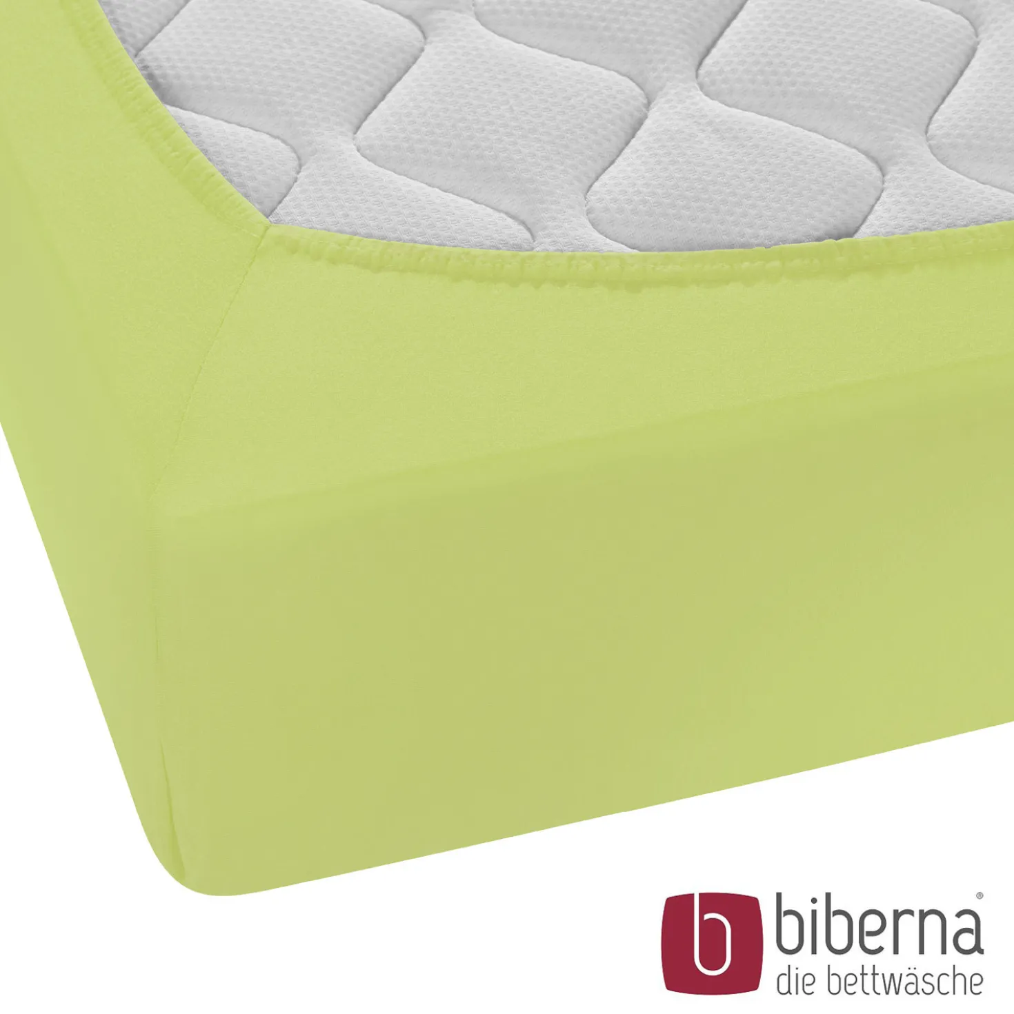 biberna Feinjersey-Spannbetttuch apfelgrün, 1x 180x200 cm - 200x200 cm