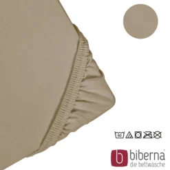 biberna Feinjersey-Spannbetttuch taupe, 1x 180x200 cm - 200x200 cm