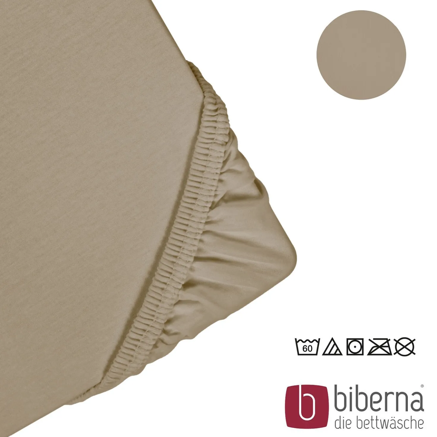 biberna Feinjersey-Spannbetttuch taupe, 1x 180x200 cm - 200x200 cm
