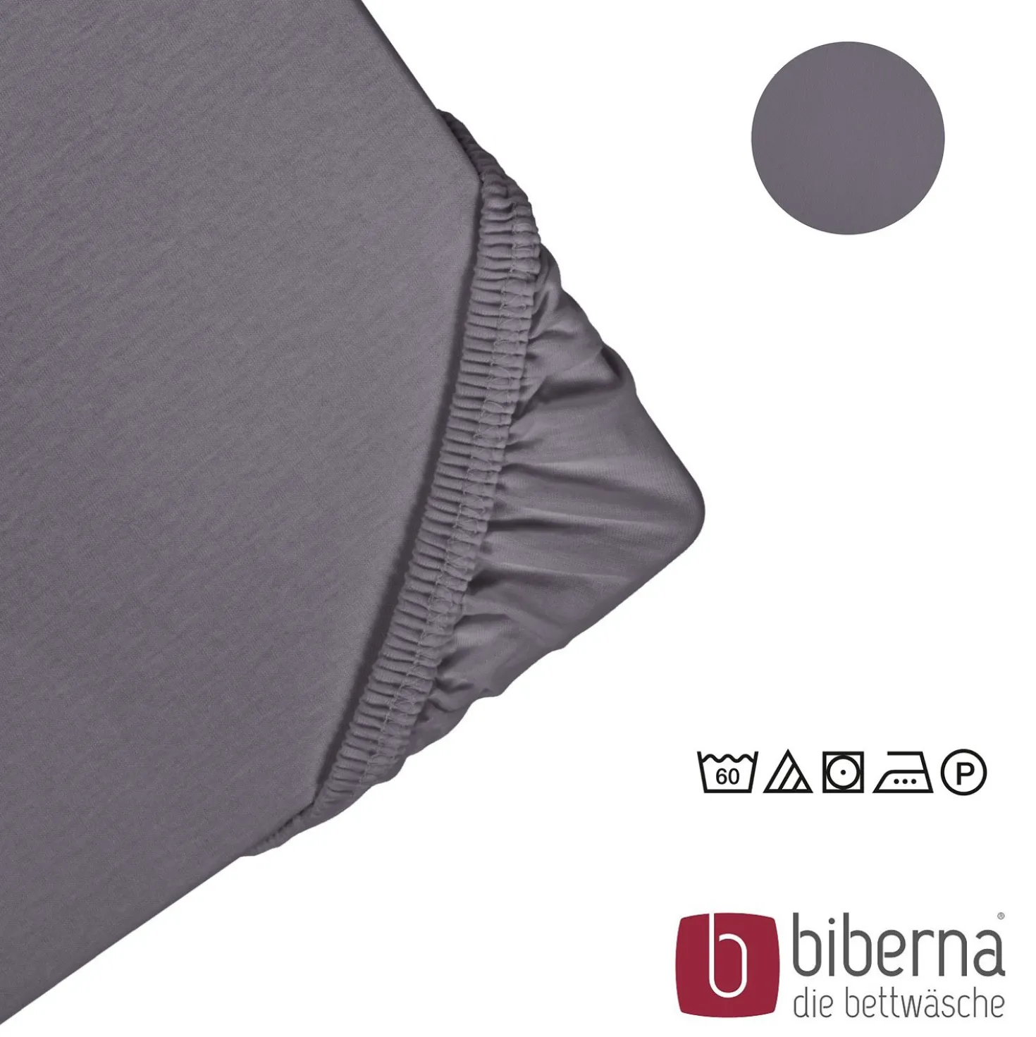 biberna Feinjersey-Spannbetttuch silber/grau, 1x 60x120 cm - 70x140 cm