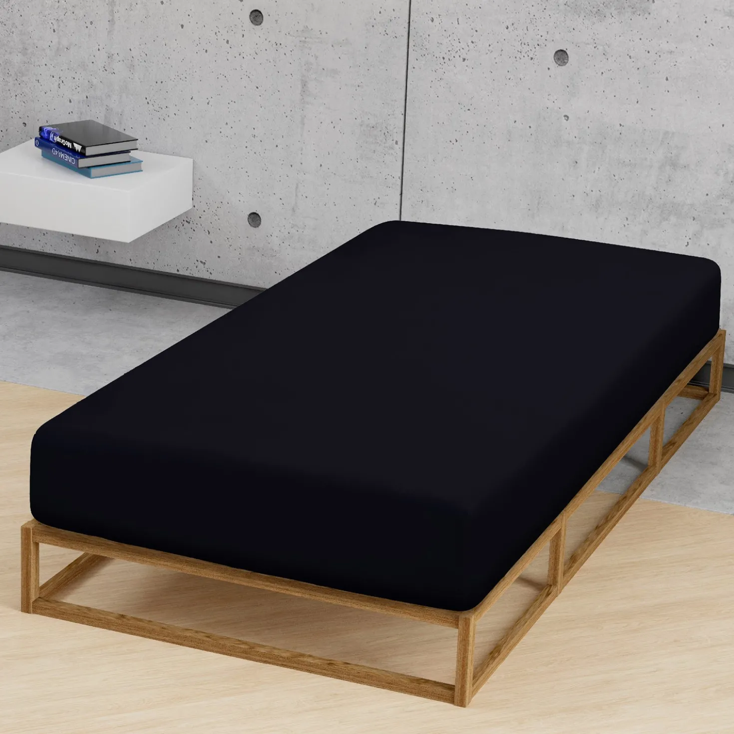 biberna Feinjersey-Spannbetttuch schwarz, 1x 90x190 cm - 100x200 cm