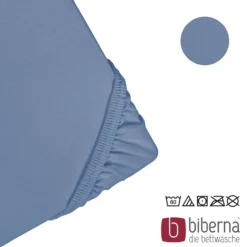 biberna Feinjersey-Spannbetttuch blau, 1x 90x190 cm - 100x200 cm